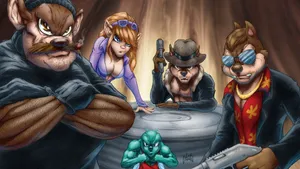 Chip N Dale Rescue Rangers Realistic Illustration Wallpaper