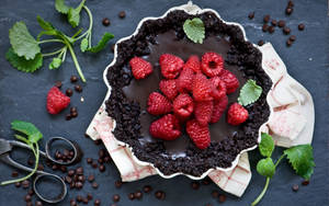 Chocolate Red Raspberries Cake Wallpaper