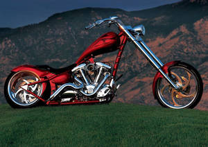 Chopper Motorcycle Matte Red Wallpaper