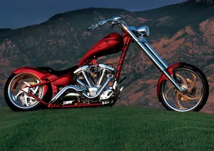 Chopper Motorcycle Matte Red Wallpaper