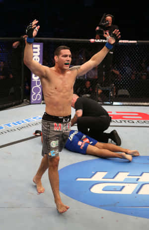 Chris Weidman Celebrates A Victory Wallpaper