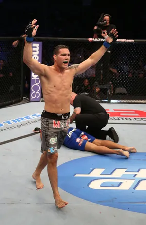 Chris Weidman Celebrates A Victory Wallpaper