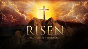 Christ Is Risen Cross Shimmering Thunder Wallpaper