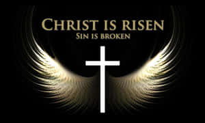 Christ Is Risen White Wings Cross Wallpaper