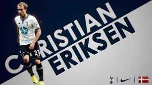 Christian Eriksen Running With His Name Behind Him Wallpaper