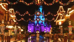 Christmas Evening Disneyland Castle Wallpaper