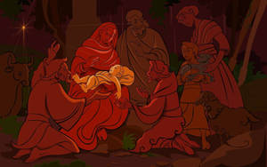 Christmas Nativity Scene Art Wallpaper