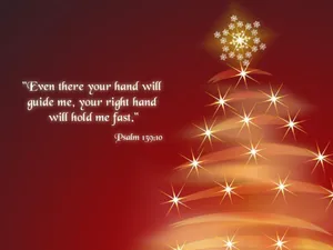 Christmas Scripture Red And Gold Christmas Tree Wallpaper
