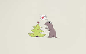 Christmas Tree Of Cute Dinosaur Desktop Wallpaper