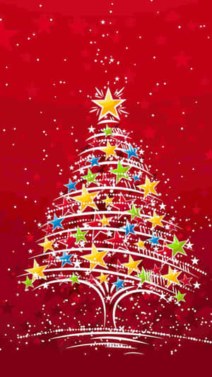 Christmas Tree With Colorful Stars Holiday Iphone Wallpaper
