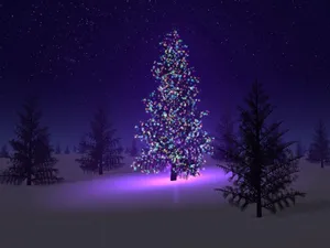 Christmas Tree With Pretty Purple Lights Wallpaper