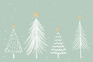 Christmas Trees Green And White Aesthetic Wallpaper