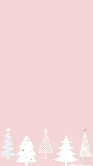 Christmas Trees On A Pink Background Wallpaper