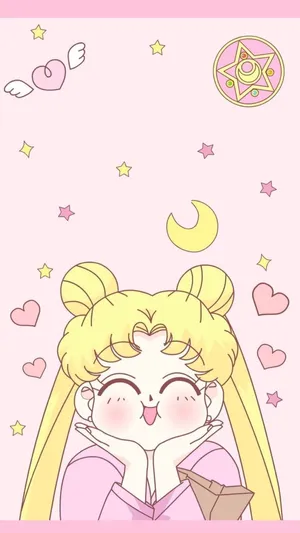 Chubby Sailor Moon Aesthetic Pink Anime Wallpaper