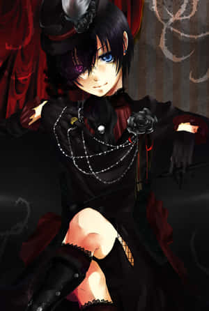 Ciel Phantomhive From Black Butler Sitting Pensively Wallpaper