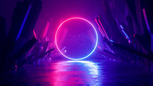 Circle Neon Light Digital Art Wallpaper