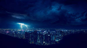 Cityscape Thunderstorm Wallpaper