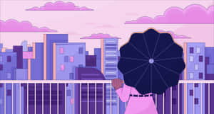 Cityscape Umbrella View Wallpaper