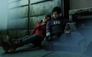 Claire Redfield And Leon S. Kennedy Take A Break After Fighting Off The Zombie Horde Wallpaper