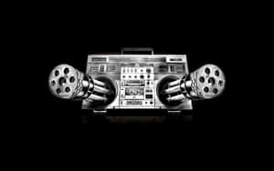 Classic Boombox With Machine Gun Wallpaper