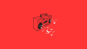 Classic Red Boombox White Birds Wallpaper