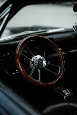 Classic Wooden Finished Ford Mustang Wallpaper
