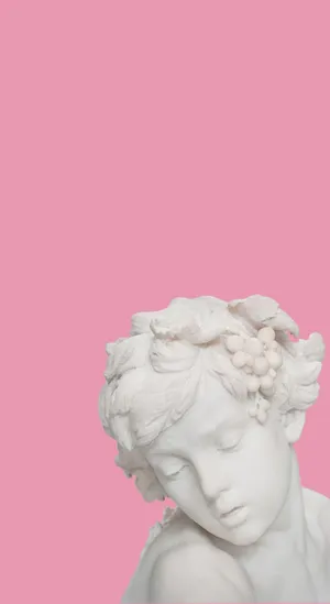 Classical Statue Head Pink Background Wallpaper