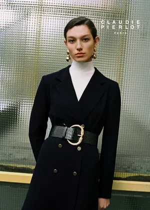 Claudie Pierlot Dark Blue Elegant Coat Wallpaper