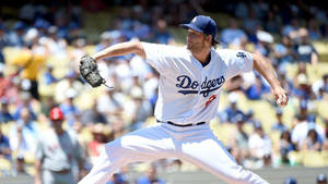 Clayton Kershaw In Baseball Action Wallpaper