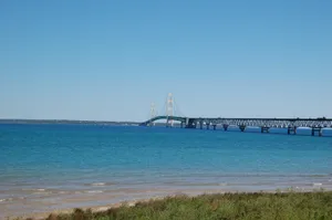 Clear Blue Sky Over Mackinac Bridge Wallpaper