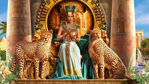 Cleopatra On Throne Artwork Wallpaper