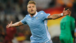 Close-up Shot Of Ciro Immobile In Action On The Soccer Field Wallpaper