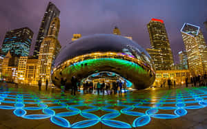 Cloud Gate On Sparkly Night In Millennium Park Wallpaper