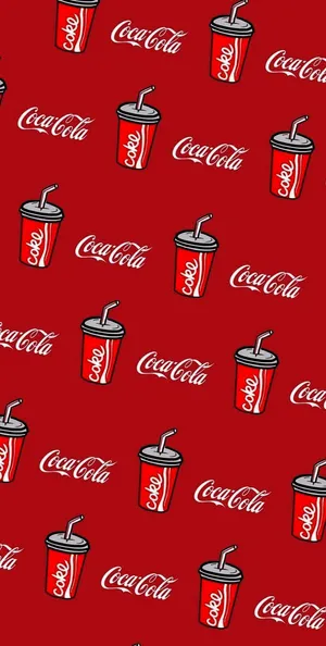 Coca Cola Pattern On Red Background Wallpaper