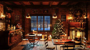 Coffee Shop During Christmas Wallpaper