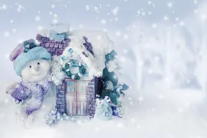 Cold Winter Snowman Decoration Wallpaper
