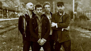 Coldplay Members Sepia Train Track Wallpaper