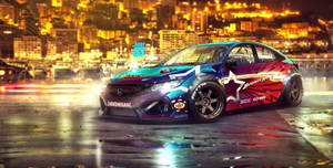 Colorful 4k Honda Civic Decals Wallpaper