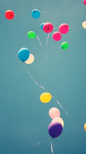 Colorful Balloons At Dark Blue Sky Wallpaper