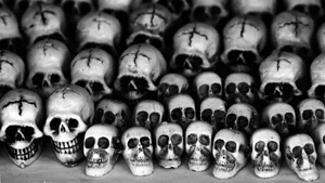 Colorful Celebration: Vibrant Skulls For Day Of The Dead Wallpaper