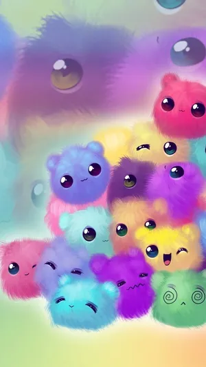Colorful Fluffy Cartoon Clouds Cute Things Wallpaper