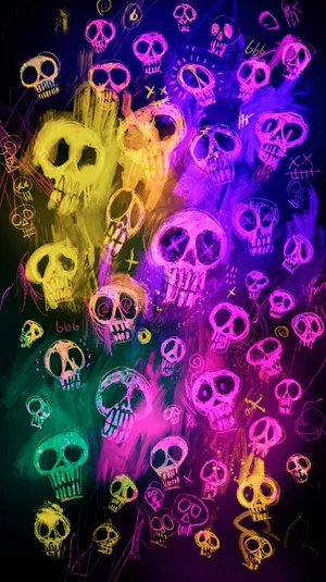 Colorful Gangster Skeleton Wallpaper
