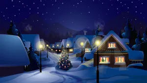 Colorful Holiday Lights Lit Up On A Street During Christmas Wallpaper