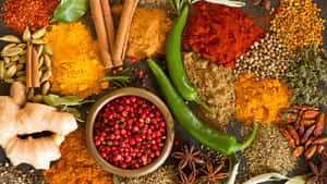 Colorful Indian Food Mixed Spices Wallpaper