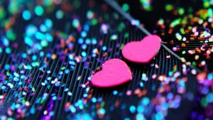Colorful Pink Glittery Hearts Wallpaper