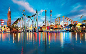 Colorful Theme Park Rides Wallpaper