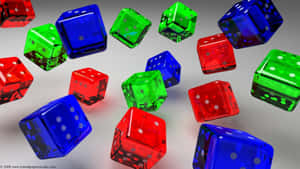 Colorful Translucent Dice3 D Wallpaper