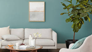 Comfortable Modern Living Room Zoom Background Wallpaper