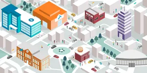 Commercial Area Cartoon Wallpaper