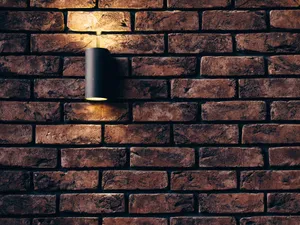 Concrete Texture Tubular Black Sconce Wallpaper